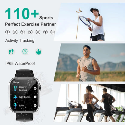 1.85" Bluetooth Smart Watch for Men & Women, HD Touch Screen, Bluetooth Calling, Heart Rate & Sleep Monitor, IP67 Waterproof, Fitness Tracker